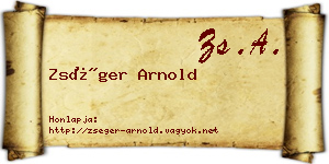 Zséger Arnold névjegykártya